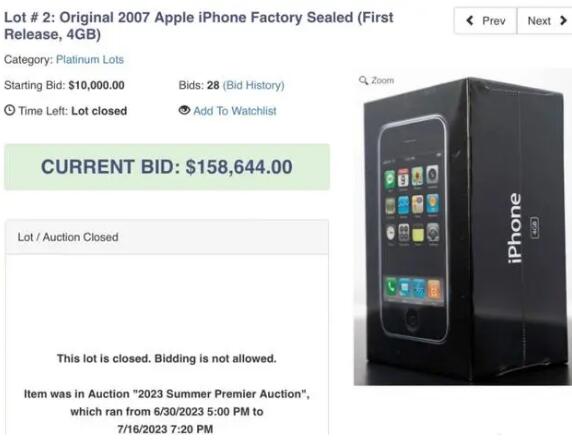 初代未拆封iPhone拍出113萬